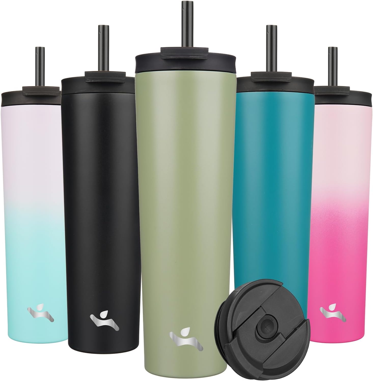 Konokyo Insulated Tumbler Stainless Steel Vacuum ArmyGreen on a wooden desk
