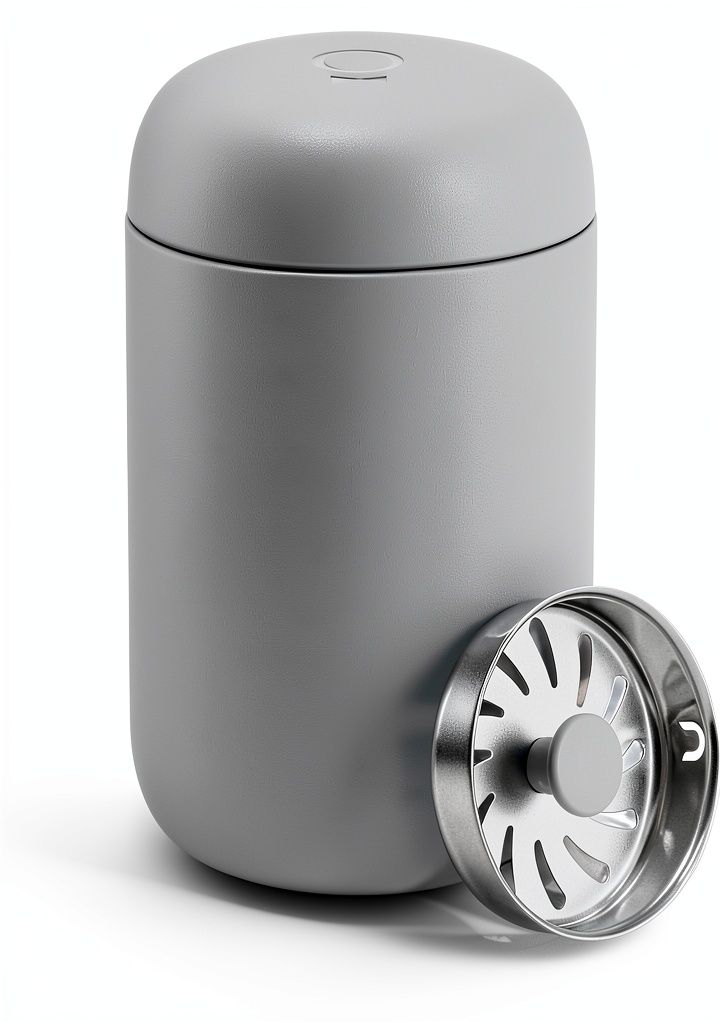 Fellow Carter Move Mug in Matte Grey on a travel bag
