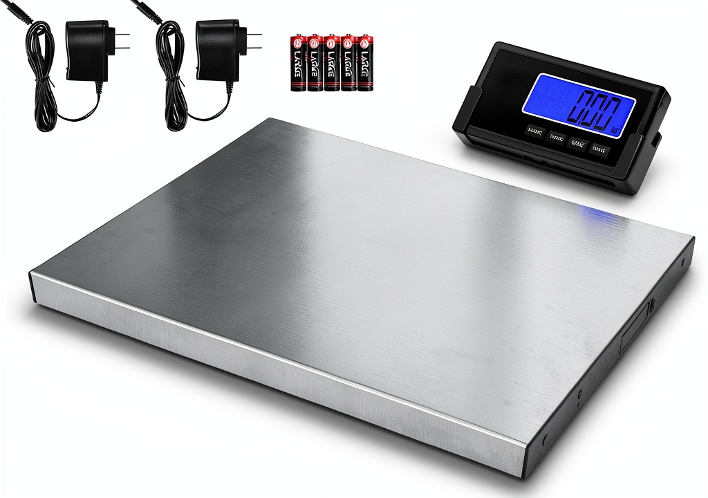 THINKSCALE postal scale on a desk with packages