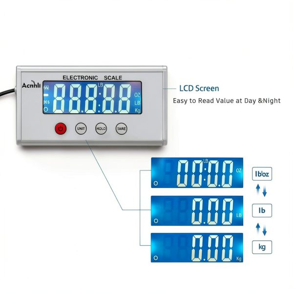 ACNHLI 440lb Digital Kitchen Scale Stainless Steel Portable-3