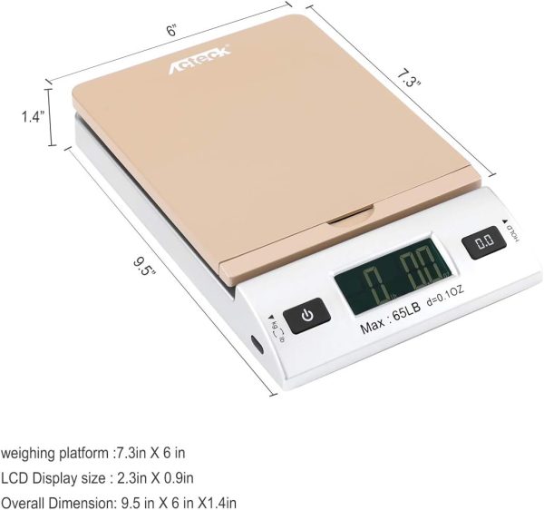 Postal Scale ACTECK A-CK65GS 65lb Gold/Silver LCD Counter Scale-1
