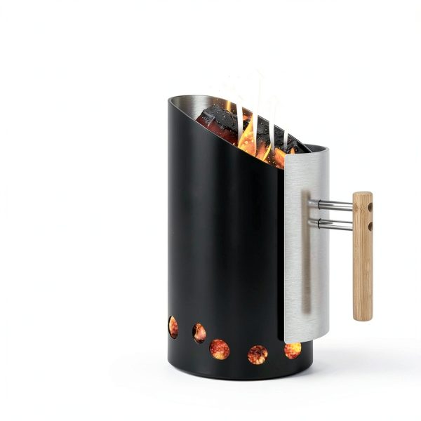 Charcoal Chimney Starter Realcook Double‑Enameled Black Grill Starter-6