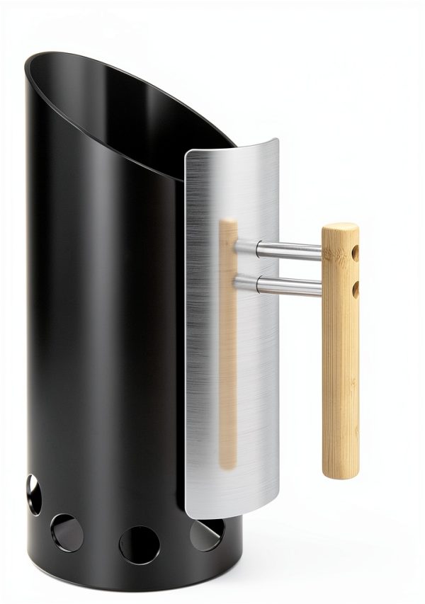 Charcoal Chimney Starter Realcook Double‑Enameled Black Grill Starter-2