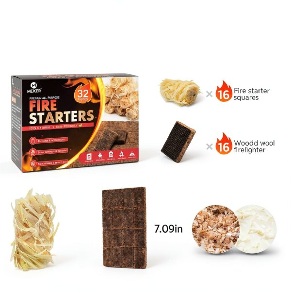 Fire Starters MEKER Natural Eco-Friendly Charcoal Starter Pack 16-3