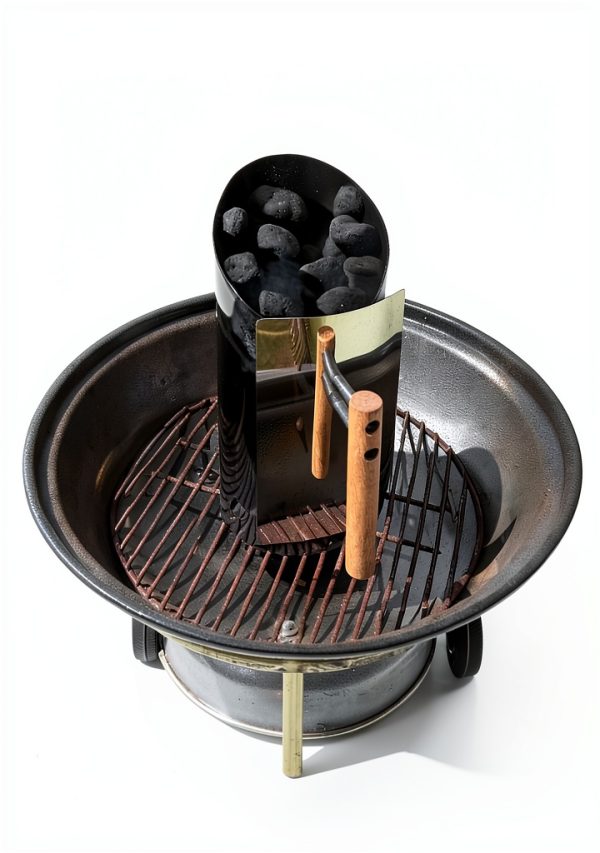 Charcoal Chimney Starter Realcook Double‑Enameled Black Grill Starter-5