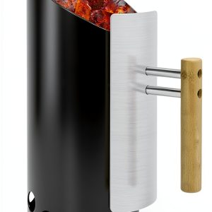 Charcoal Chimney Starter Realcook Double‑Enameled Black Grill Starter-0