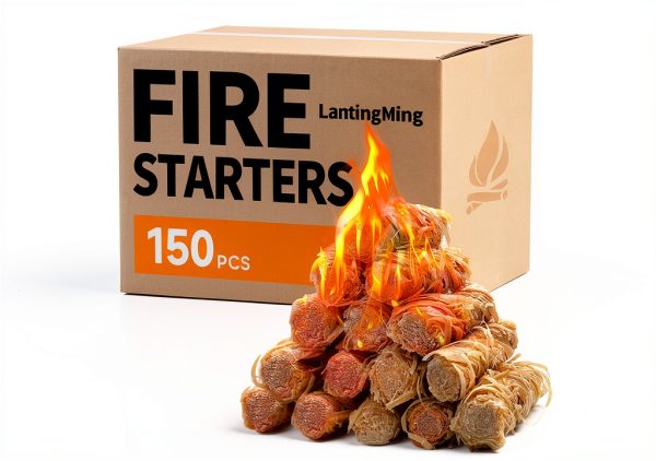 150 PCS Fire Starter for Fireplace, Waterproof - Natural Fire Starters, for BBQ, Pizza Oven, Fire-Pit, Campfires, Camping Charcoal Starter, Quick Light Wood Charcoal Firestarter-0